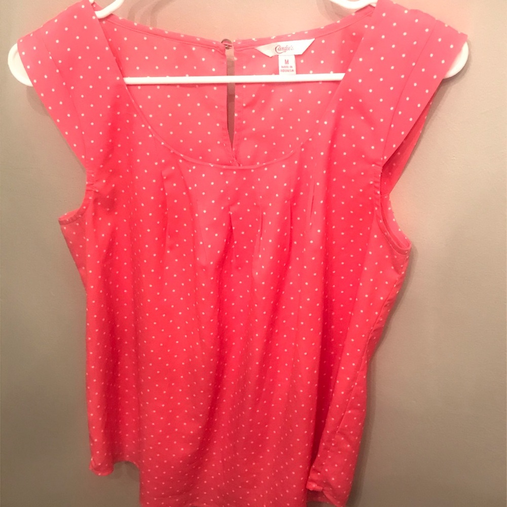 Pink polka dot blouse